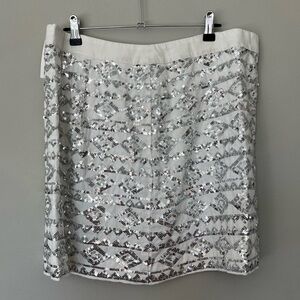 New Banana Republic Linen White Embilshed with Sequins Mini Skirt